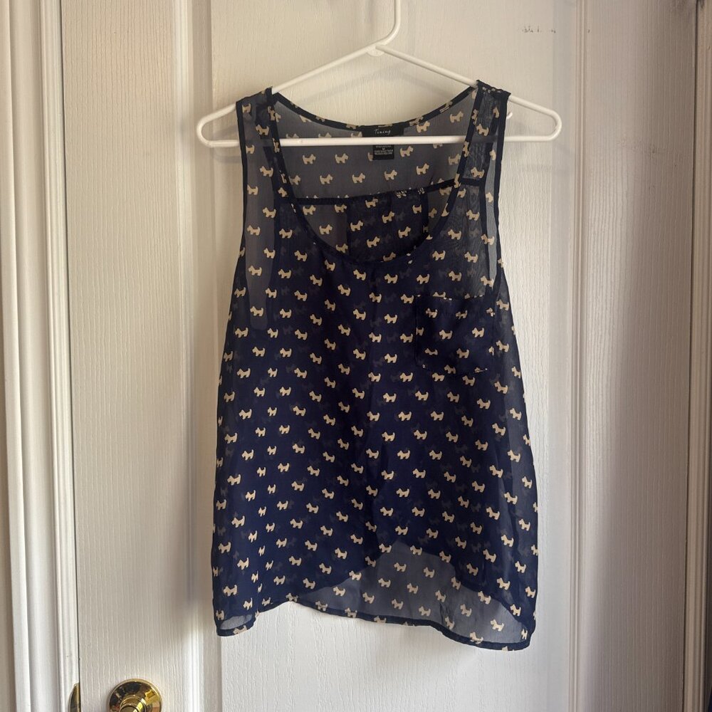 dog print sheer tank top